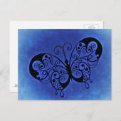 Fancy vlinder op een blauwe denimachtergrond briefkaart (Voorkant / Achterkant)
