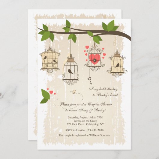 Fancy vogelkooien Showuitnodiging Kaart (Voorkant / Achterkant)