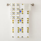 Fancy vormen met gele blauwe illustratie bad handdoek (Insitu)