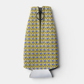 Fancy vormen met gele blauwe illustratie flesjeskoeler (Achterkant)