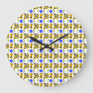 Fancy vormen met gele blauwe illustratie grote klok