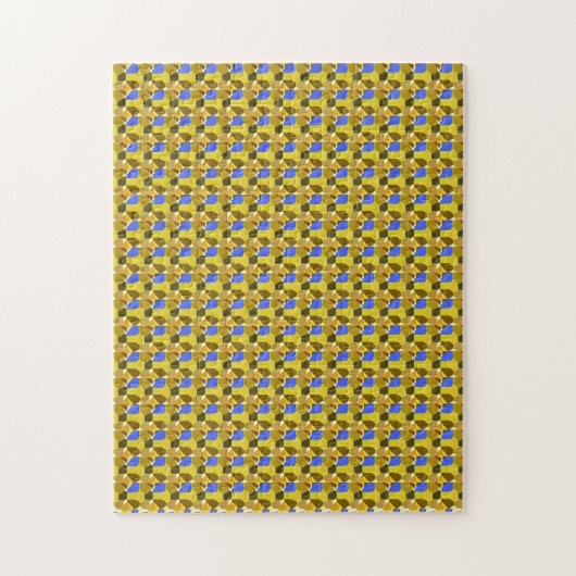 Fancy vormen met gele blauwe illustratie legpuzzel (Verticaal)