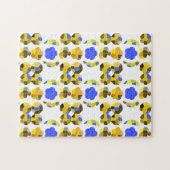 Fancy vormen met gele blauwe illustratie legpuzzel (Horizontaal)