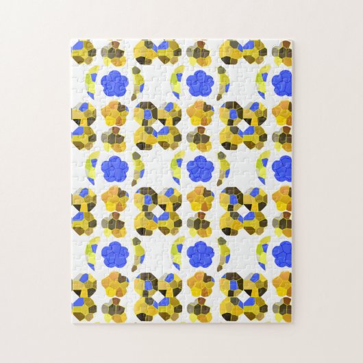 Fancy vormen met gele blauwe illustratie legpuzzel (Verticaal)