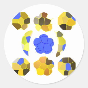 Fancy vormen met gele blauwe illustratie ronde sticker