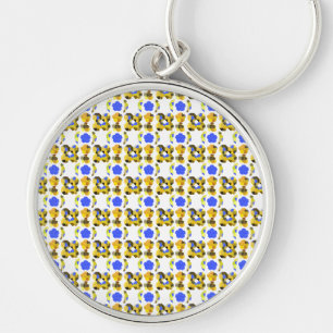 Fancy vormen met gele blauwe illustratie sleutelhanger