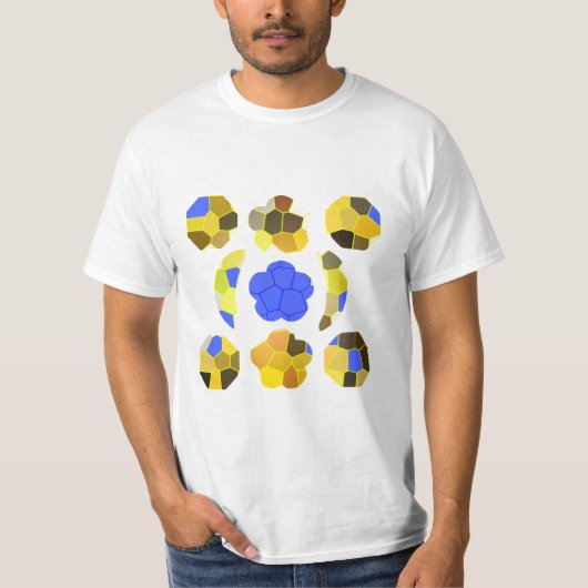Fancy vormen met gele blauwe illustratie t-shirt (Voorkant)
