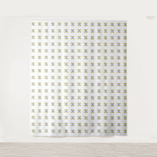 Fancy vormen met gele blauwe illustratie wandkleed