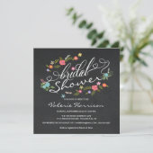 Fancy Vrijgezellenfeest van Floral Wreath Chalkboa Kaart (Staand voorkant)