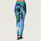Fancy vrouwelijke Leggings w. Blue Star Fairy Patt (Achterkant)