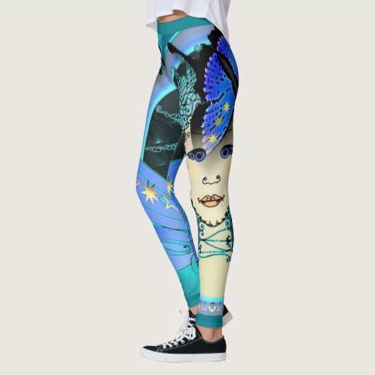 Fancy vrouwelijke Leggings w. Blue Star Fairy Patt (Links)