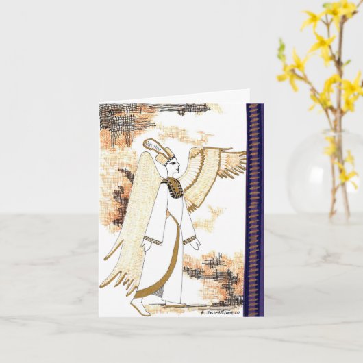 Fancy vrouwen Egyptische godin Gedrukt Kaart (Gele Bloem)