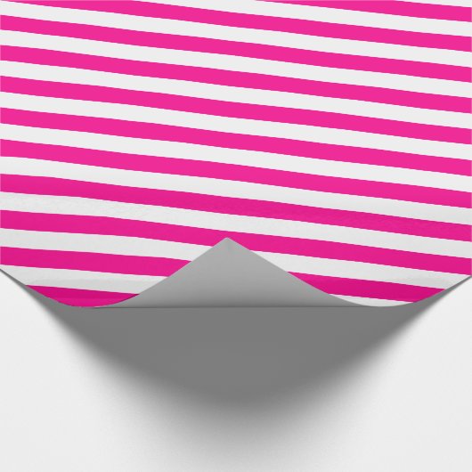 Fancy warm roze en wit gestreept patroon cadeaupapier (Hoek)