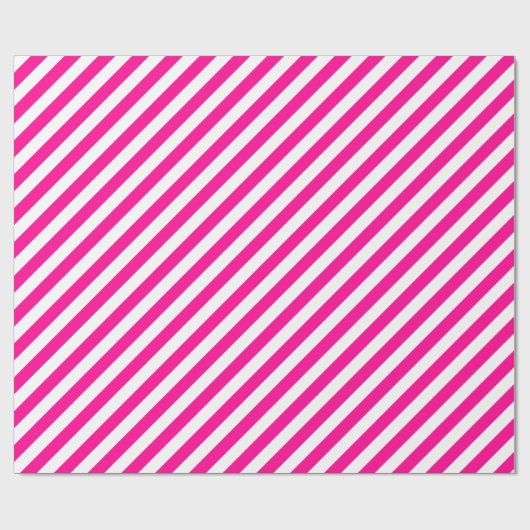 Fancy warm roze en wit gestreept patroon cadeaupapier (Vlak)