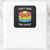 Fancy wat pan-cakes Funny LGBTQ Pansexual Pride Vierkante Sticker (Tas)