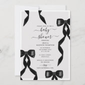 Fancy Waterverf Black Bow Formal Baby shower Kaart (Voorkant)