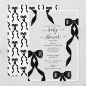 Fancy Waterverf Black Bow Formal Baby shower Kaart (Voorkant / Achterkant)