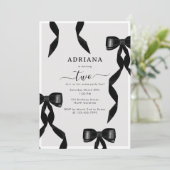 Fancy Waterverf Black Bow Formal Kids Verjaardag Kaart (Staand voorkant)