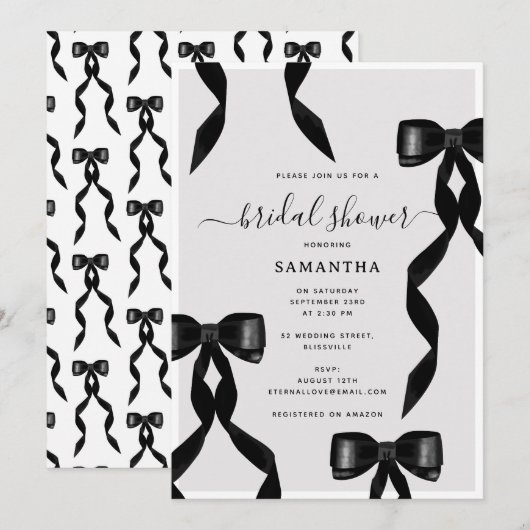 Fancy Waterverf Black Bow Formal Vrijgezellenfeest Kaart (Voorkant / Achterkant)