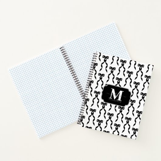 Fancy Waterverf Black Bow Monogrammed Notitieboek (Binnen)