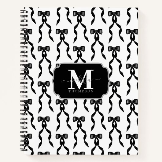 Fancy Waterverf Black Bow Monogrammed Notitieboek (Voorkant)