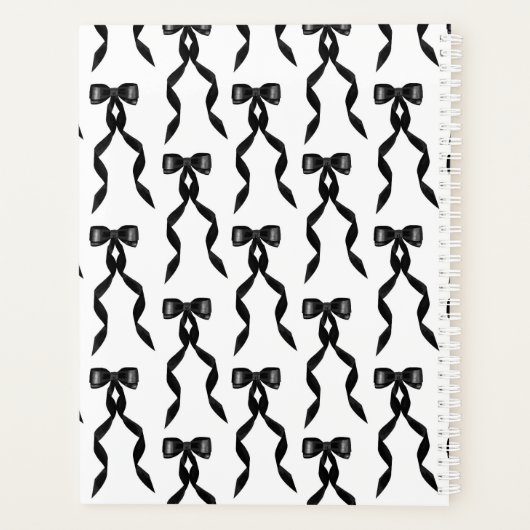 Fancy Waterverf Black Bow Monogrammed Wedding Planner (Achterkant)