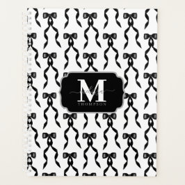 Fancy Waterverf Black Bow Monogrammed Wedding Planner