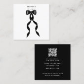Fancy Waterverf Black Bow QR Code Social Media Vierkante Visitekaartje (Voorkant / Achterkant)