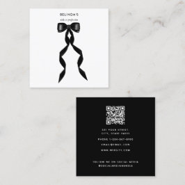 Fancy Waterverf Black Bow QR Code Social Media Vierkante Visitekaartje