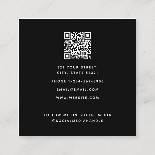 Fancy Waterverf Black Bow QR Code Social Media Vierkante Visitekaartje (Achterkant)