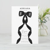 Fancy Waterverf Black Bow Verjaardag Kaart (Staand voorkant)
