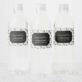 Fancy Waterverf Black Bow Verjaardag Waterfles Etiket