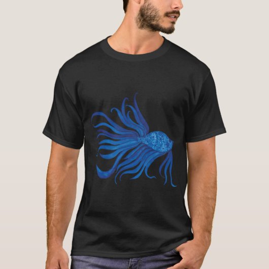Fancy Waterverf Blauwe Vis T-shirt (Voorkant)
