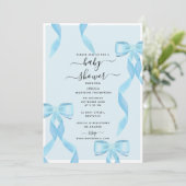 Fancy Waterverf Blue Bow Formal Baby shower Boy Kaart (Staand voorkant)