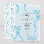 Fancy Waterverf Blue Bow Formal Baby shower Boy Kaart (Voorkant / Achterkant)