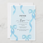 Fancy Waterverf Blue Bow Formal Kids Verjaardag Kaart (Voorkant)