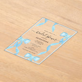 Fancy Waterverf Blue Bow Formal Vrijgezellenfeest Acryl Uitnodigingen (Laagn)