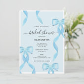 Fancy Waterverf Blue Bow Formal Vrijgezellenfeest Kaart (Staand voorkant)