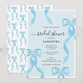 Fancy Waterverf Blue Bow Formal Vrijgezellenfeest Kaart (Voorkant / Achterkant)