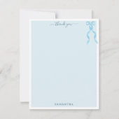 Fancy Waterverf Blue Bow gepersonaliseerd Bedankkaart (Voorkant)