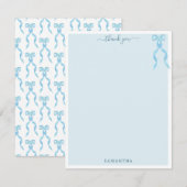 Fancy Waterverf Blue Bow gepersonaliseerd Bedankkaart (Voorkant / Achterkant)