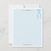 Fancy Waterverf Blue Bow gepersonaliseerd Notitiekaartje (Voorkant)
