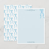Fancy Waterverf Blue Bow gepersonaliseerd Notitiekaartje (Voorkant / Achterkant)