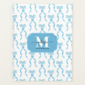 Fancy Waterverf Blue Bow Monogrammed Wedding Planner (Voorkant)