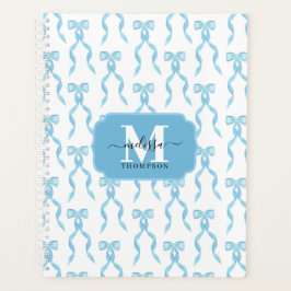 Fancy Waterverf Blue Bow Monogrammed Wedding Planner