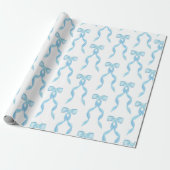 Fancy Waterverf Blue Bow Pattern Cadeaupapier (Uitgerold)