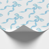 Fancy Waterverf Blue Bow Pattern Cadeaupapier (Hoek)