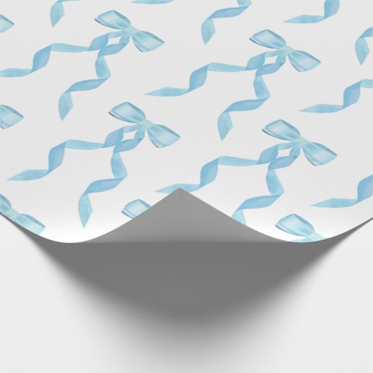 Fancy Waterverf Blue Bow Pattern Cadeaupapier (Hoek)