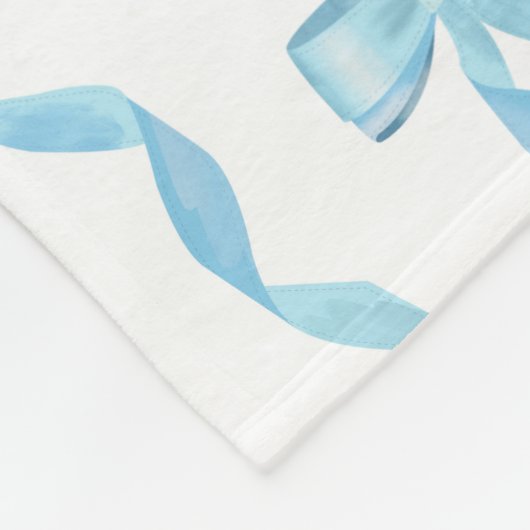 Fancy Waterverf Blue Bow Pattern Fleece Deken (Hoek)