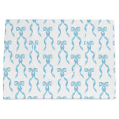 Fancy Waterverf Blue Bow Pattern Groot Cadeauzakje (Voorkant)